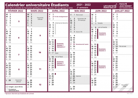 Calendrier Fac Nanterre 2023 Calendrier Universitaire | Faculté De Droit-Economie-Gestion
