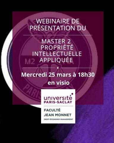 Webinaire du master 2 Propriété Intellectuelle Appliquée
